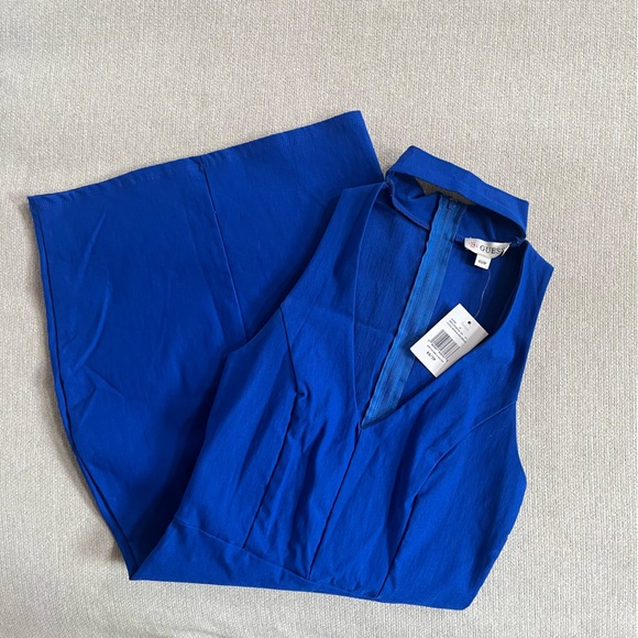 Deep V Blue Dress - Picture 2 of 3